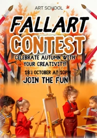 Orange Joyful Fall Art Contest  A4 template