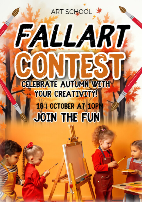 Orange Fall Art Contest A4 Template | PosterMyWall