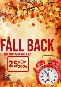 Orange Joyful Fall Back  A4 template