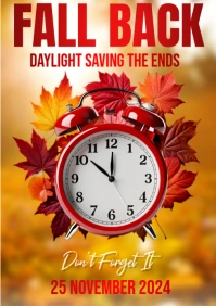 Orange Joyful Fall Back A4 template