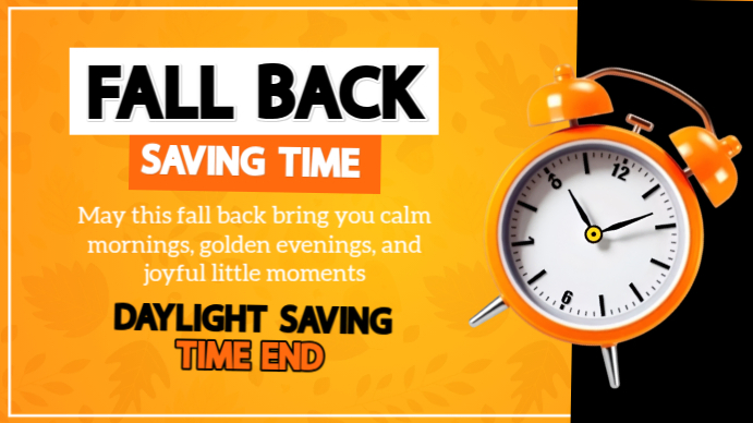 Orange Joyful Fall Back Digital Display (16:9) template