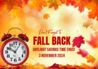 Orange Joyful Fall Back Postcard Cartolina template