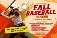 Orange Fall Baseball Season 海报 Template