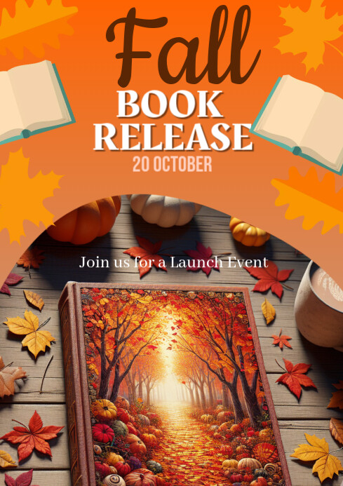 Book Release Blog Examples Orange Joyful Fall Book Release A2 Template | PosterMyWall