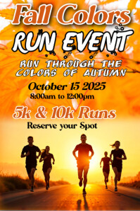 Orange Joyful Fall Colors Run Event Poster template
