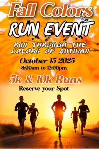 Orange Joyful Fall Colors Run Event Poster template