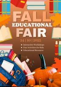 Orange Joyful Fall Educational FairA4 template