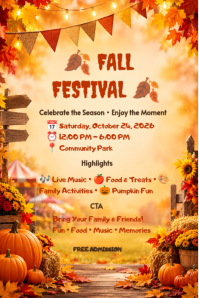 Orange Fall Festival Pinterest Graphic Template