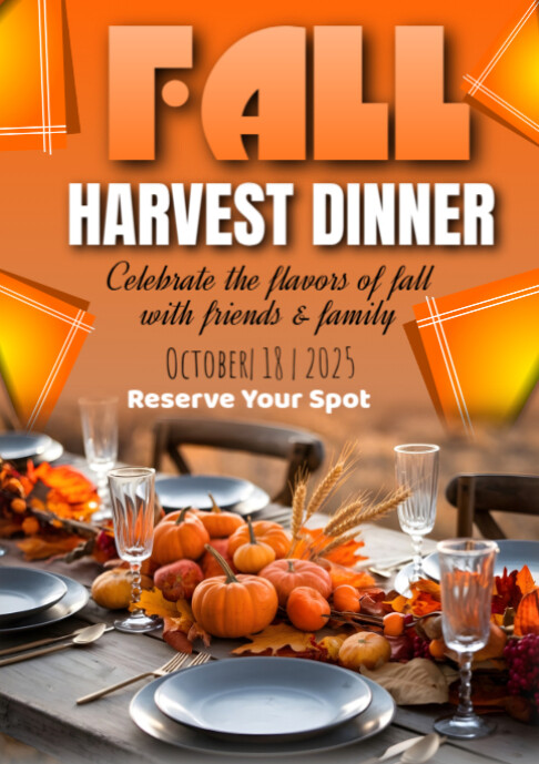 Orange Joyful Fall Harvest Dinner A2 Template | PosterMyWall