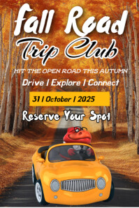 Orange Joyful Fall Road Trip Club Poster template