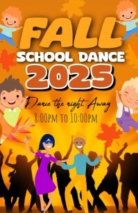 Orange Joyful Fall School Dance  Tabloid template