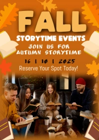 Orange Joyful Fall Storytime  Event  A1 template