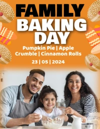 Orange Joyful Family Baking Day Flyer (us Letter) template