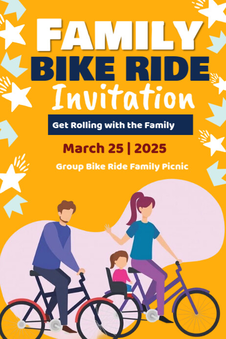 Orange Joyful Family Bike Ride Invitation Poster Template | PosterMyWall