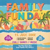 Orange Joyful Family Fun Day Event Instagram Post Instagram-Beitrag template