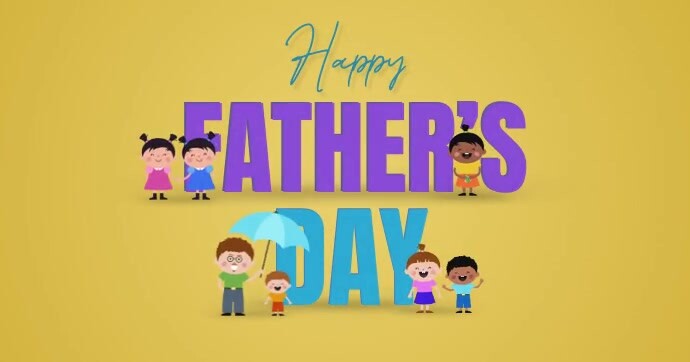 Orange Joyful Father's Day Animation Facebook Obraz udostępniany na Facebooku template