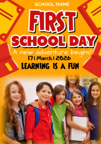 Orange Joyful First School Day A1 template