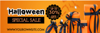 Orange Joyful Free Download Halloween Promotion Flyer With Festive Graphics And Limited-time Offer T Nagłówek na Twittera template