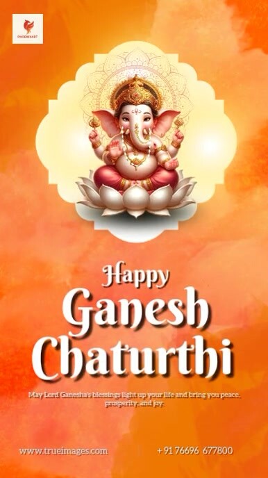 Orange Joyful Ganesh Chaturthi Instagram Story template