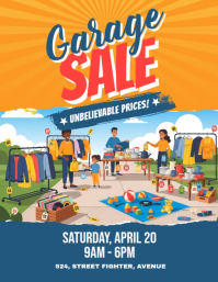 Orange Joyful Garage Sale Flyer ใบปลิว (US Letter) template