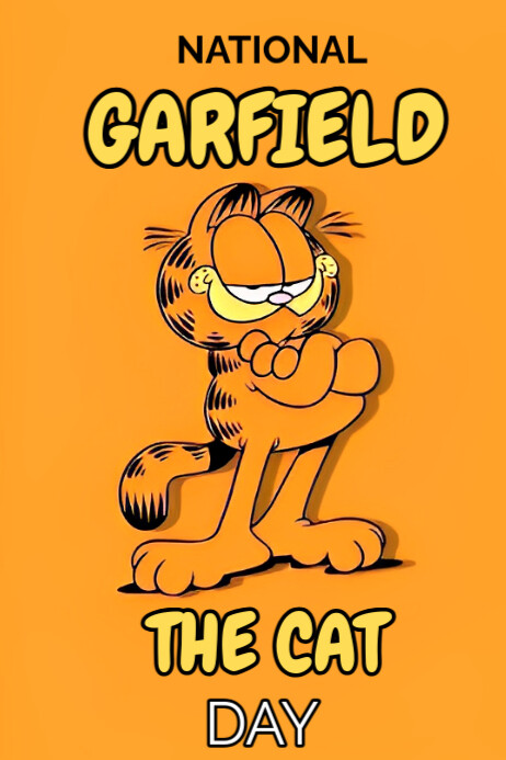 Orange Joyful Garfield Day Poster Plakkaat template