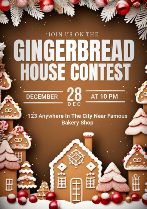 Copy of Orange Joyful Gingerbread House Contest A4 | PosterMyWall
