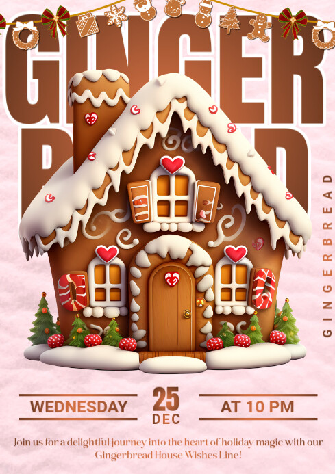Orange Joyful Gingerbread House Contest A4 Template | PosterMyWall