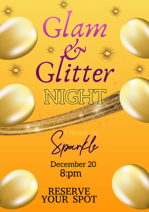 Orange Joyful Glam And Glitter Night A2 template