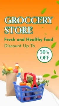 Orange Joyful Grocery Store Instagram Reel template