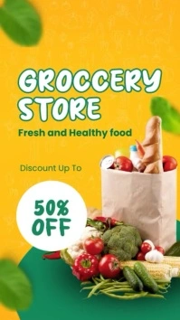 Orange Joyful Grocery Store Instagram Reel template