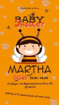 Orange Baby Shower Ekran reklamowy Template