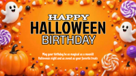 Naranja Halloween Birthday งานแสดงผลงานแบบดิจิทัล Template