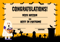 Оранжевый Costume Award Certificate A4 Template