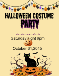 Orange Halloween Costume Party Ulotka Template