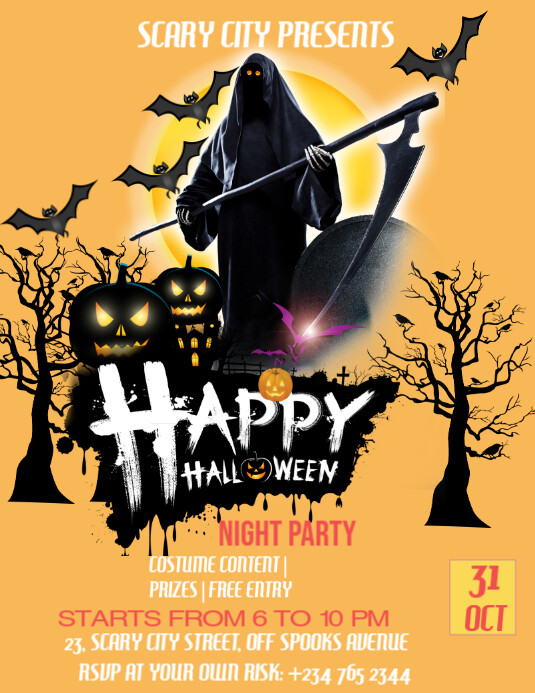 Orange Joyful Halloween Flyer (us Letter) Pamflet (Letter AS) template