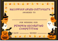 Orange Halloween Award Certificate Postcard Template