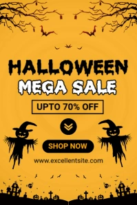 Orange Joyful Halloween Mega Sale Poster template
