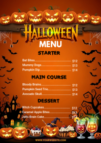 Orange Halloween Menu A4 Template