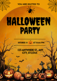 橙色 Halloween Party A1 Template