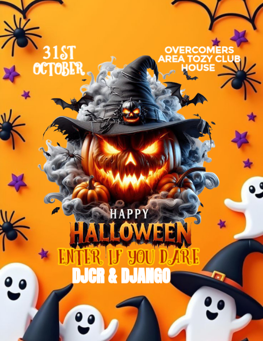 Orange Halloween Party Flyers Template | PosterMyWall
