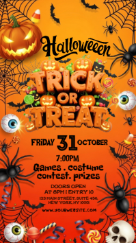 橙色 Halloween Party เรื่องราวบน Instagram Template
