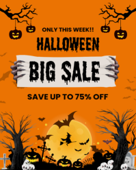 Orange Halloween Sale Instagram Portrait Template