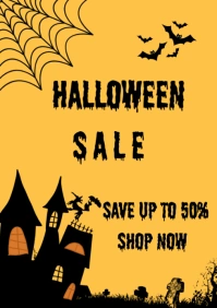 Orange Joyful Halloween Sale Offer A4 template