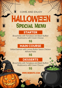 Orange Halloween Special Menu A4 Template