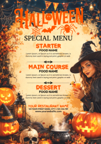 Orange Halloween Special Menu A4 Template
