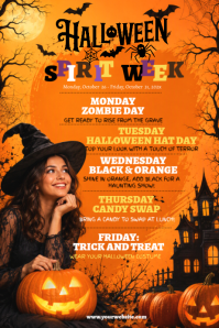 Orange Halloween Spirit Week Poster Template