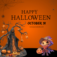 Orange Joyful Halloween Square (1:1) template