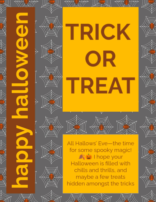 Orange Joyful Halloween Trick Or Treat Flyer Template | PosterMyWall