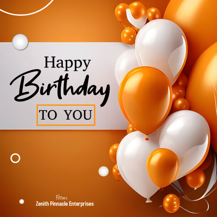 Orange Joyful Happy Birthday Card Instagram Post template