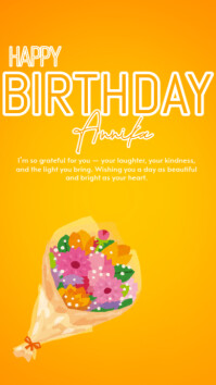Orange Joyful Happy Birthday Flower Quotes Instagram Story template